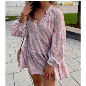 Marea The Apres Beach mini dress in pink floral hibiscus XS / S New 100% cotton